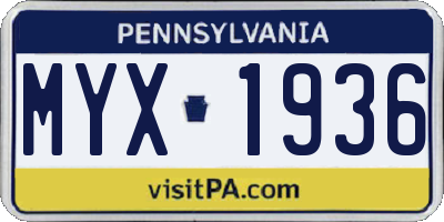 PA license plate MYX1936