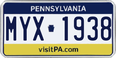 PA license plate MYX1938