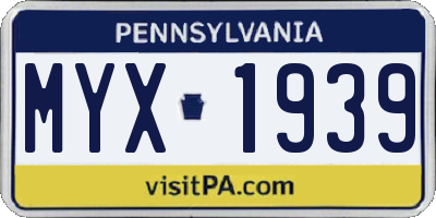 PA license plate MYX1939