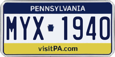 PA license plate MYX1940