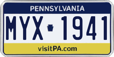 PA license plate MYX1941