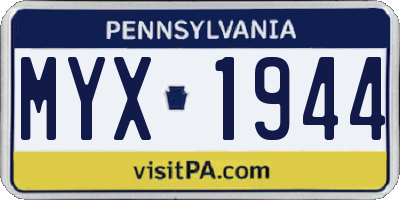 PA license plate MYX1944