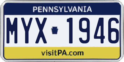 PA license plate MYX1946