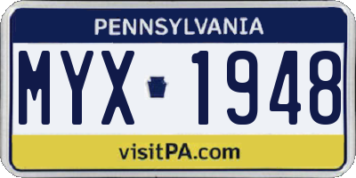 PA license plate MYX1948