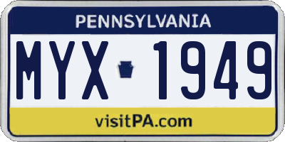 PA license plate MYX1949