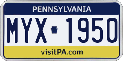 PA license plate MYX1950
