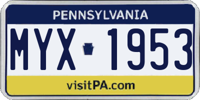 PA license plate MYX1953