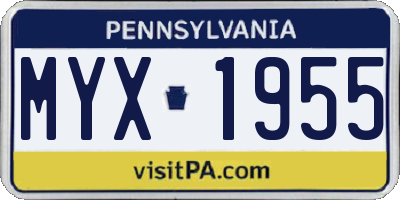 PA license plate MYX1955