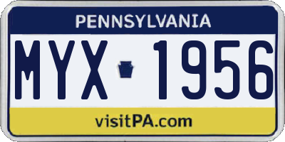 PA license plate MYX1956