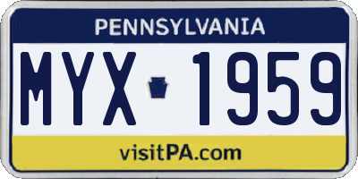 PA license plate MYX1959