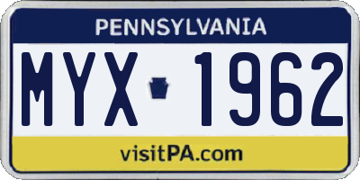 PA license plate MYX1962