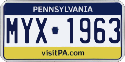 PA license plate MYX1963