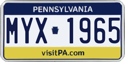 PA license plate MYX1965