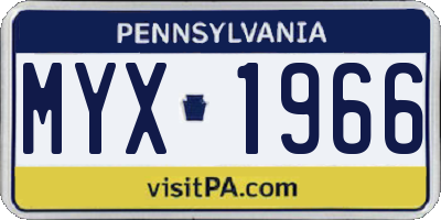 PA license plate MYX1966