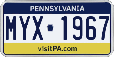 PA license plate MYX1967