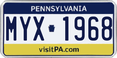 PA license plate MYX1968