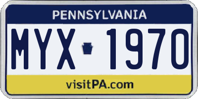PA license plate MYX1970