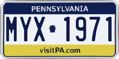 PA license plate MYX1971