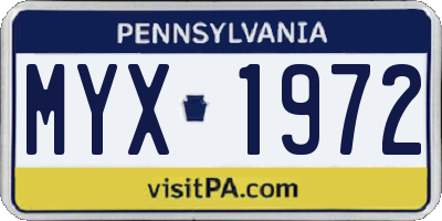 PA license plate MYX1972