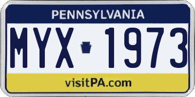 PA license plate MYX1973