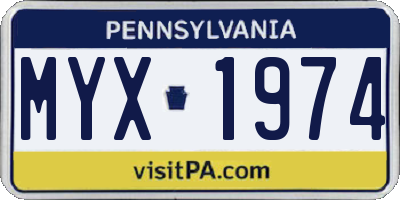 PA license plate MYX1974