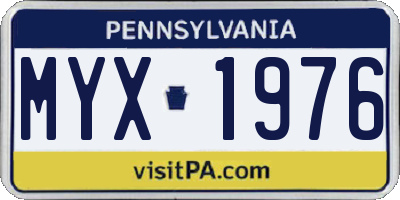 PA license plate MYX1976