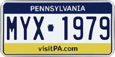 PA license plate MYX1979