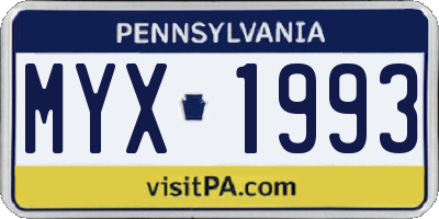 PA license plate MYX1993