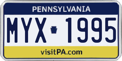 PA license plate MYX1995