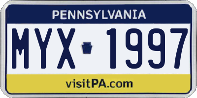 PA license plate MYX1997