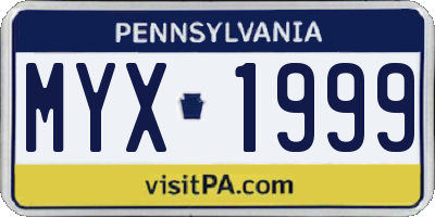 PA license plate MYX1999