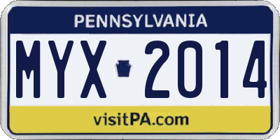 PA license plate MYX2014