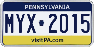 PA license plate MYX2015