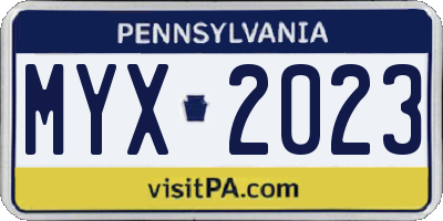 PA license plate MYX2023