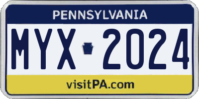 PA license plate MYX2024