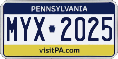PA license plate MYX2025