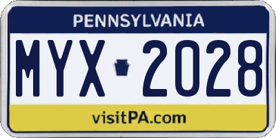 PA license plate MYX2028