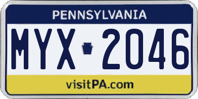PA license plate MYX2046