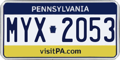 PA license plate MYX2053