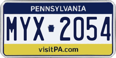 PA license plate MYX2054