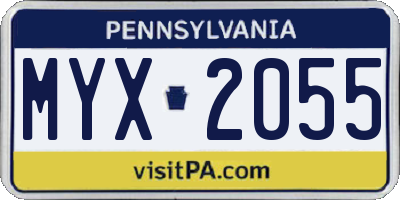 PA license plate MYX2055