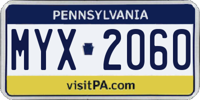 PA license plate MYX2060