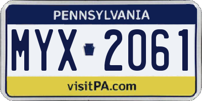 PA license plate MYX2061