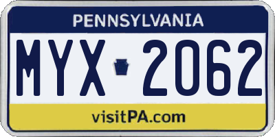 PA license plate MYX2062