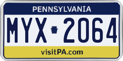 PA license plate MYX2064