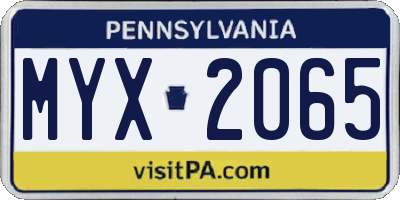 PA license plate MYX2065
