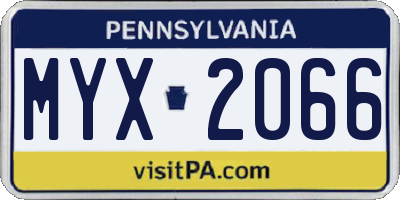 PA license plate MYX2066
