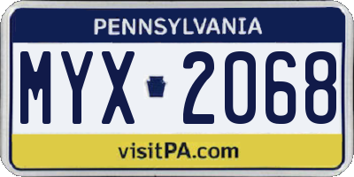 PA license plate MYX2068