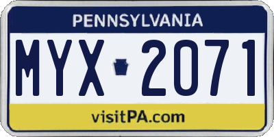 PA license plate MYX2071