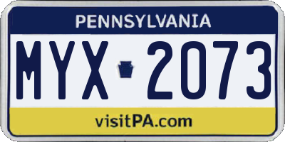 PA license plate MYX2073